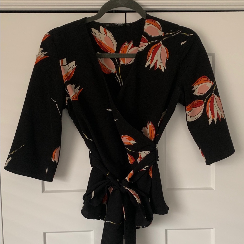 Zara floral wrap top
